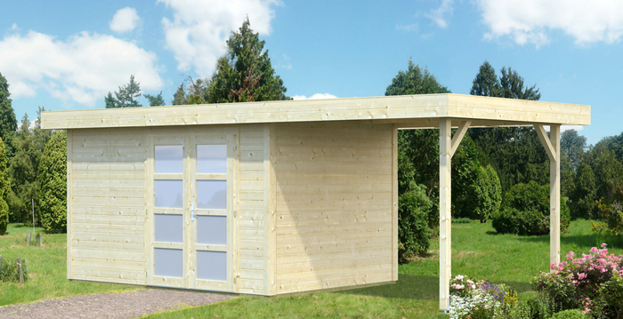 Palmako Lars 4 haveskur 8,4 + 5,9 m² - 250 x 390 cm